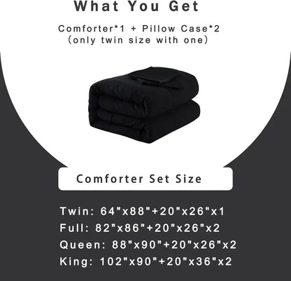 Warm Fall & Winter Checkered Down Alternative Comforter Set, 1 Comforter & 2 Pillowcases