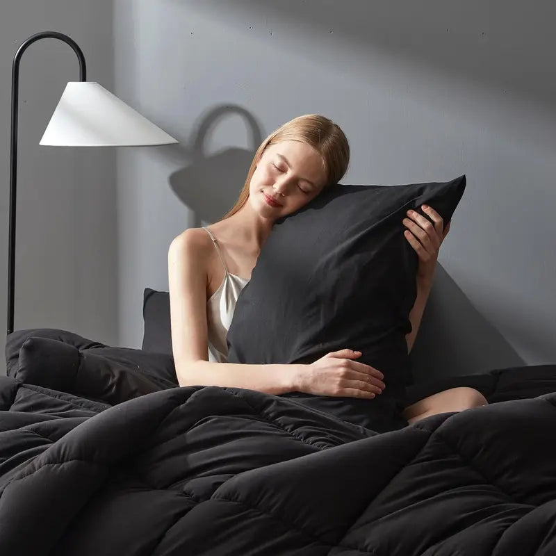 Warm Fall & Winter Checkered Down Alternative Comforter Set, 1 Comforter & 2 Pillowcases