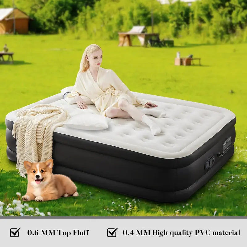 Air Mattress with Built-in High Capacity Pump Weight Capacity, Non-Slip Bottom
