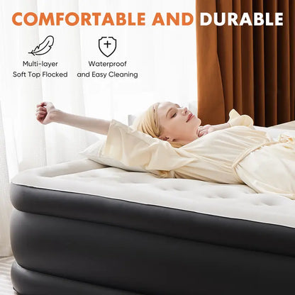Air Mattress with Built-in High Capacity Pump Weight Capacity, Non-Slip Bottom