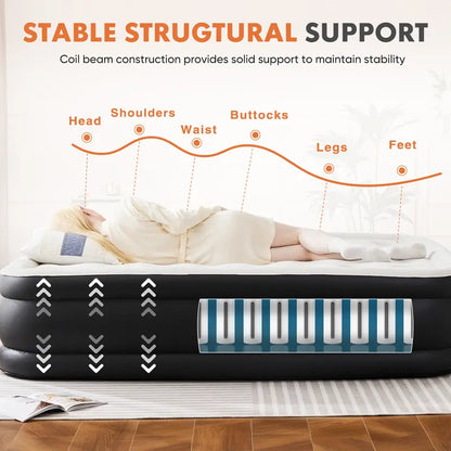 Air Mattress with Built-in High Capacity Pump Weight Capacity, Non-Slip Bottom