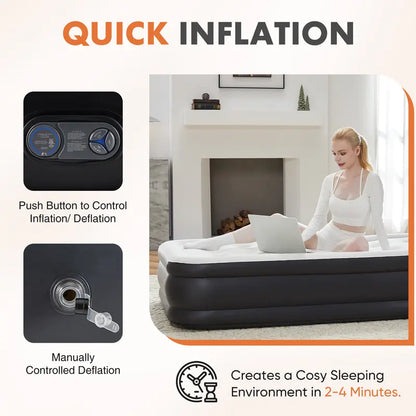 Air Mattress with Built-in High Capacity Pump Weight Capacity, Non-Slip Bottom