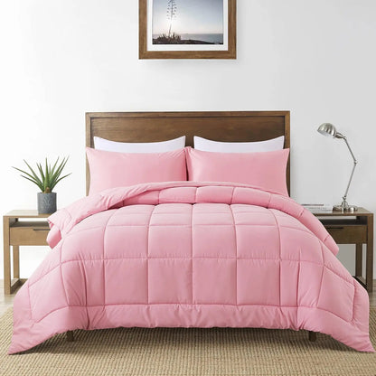 Warm Fall & Winter Checkered Down Alternative Comforter Set, 1 Comforter & 2 Pillowcases