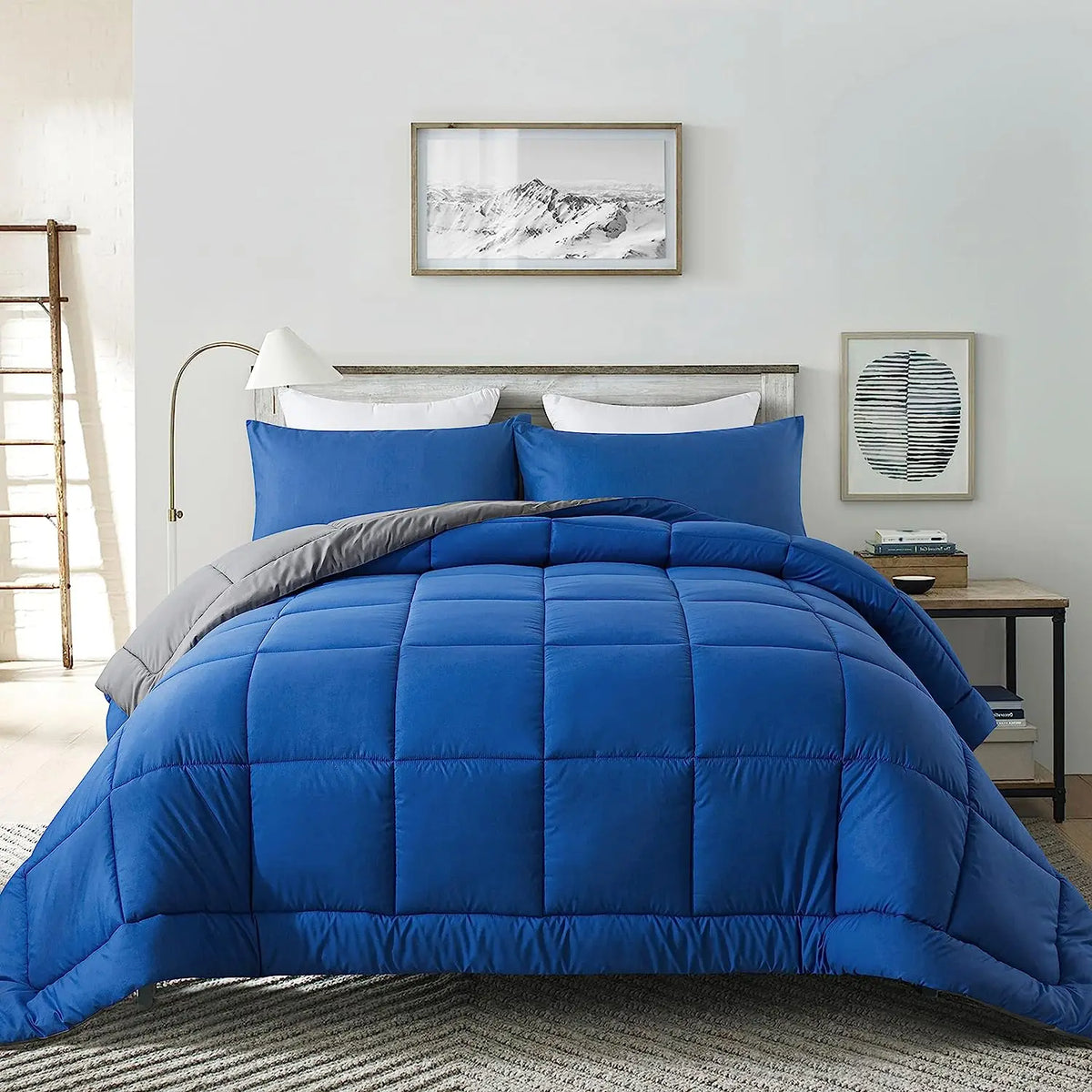 Warm Fall & Winter Checkered Down Alternative Comforter Set, 1 Comforter & 2 Pillowcases