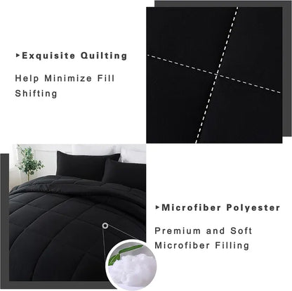 Warm Fall & Winter Checkered Down Alternative Comforter Set, 1 Comforter & 2 Pillowcases